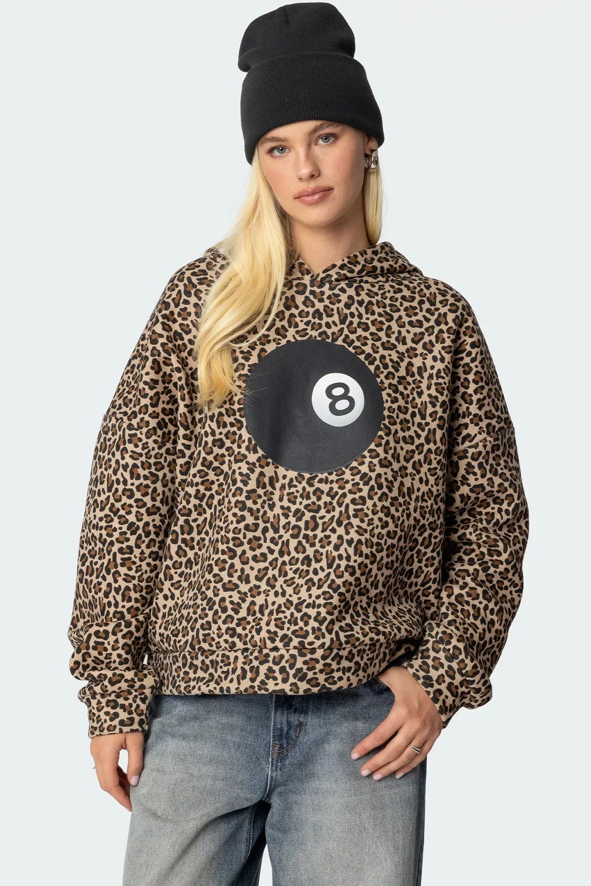 8 Ball Leopard Print Hoodie